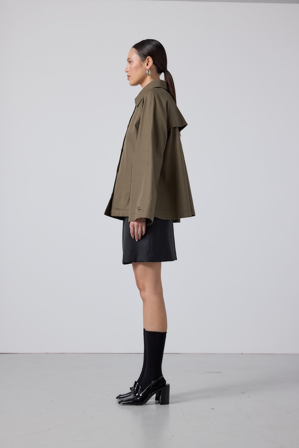 Quinn Jacket Cropped Trench Military Green
