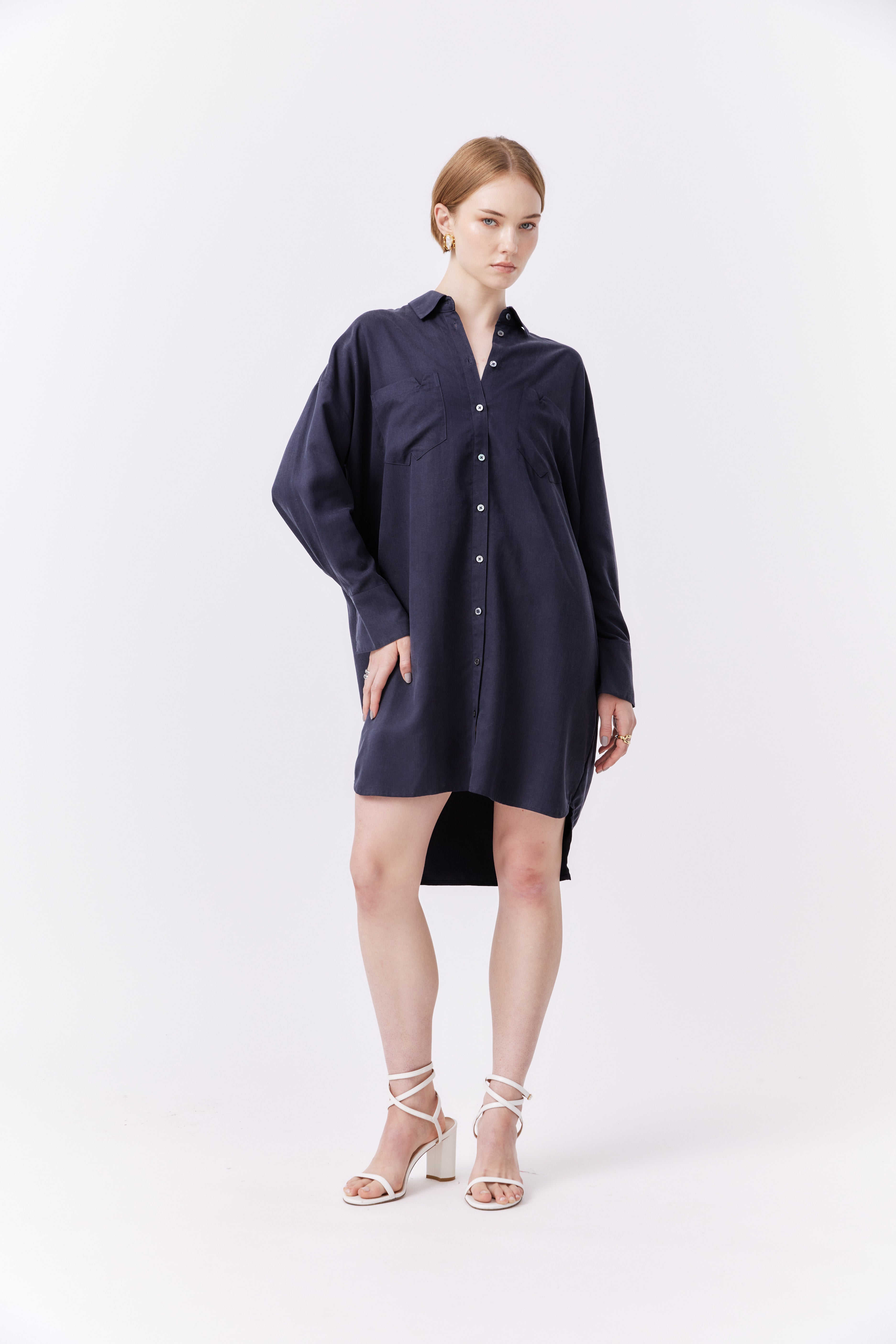 Nonchalant Shirt Dress Navy