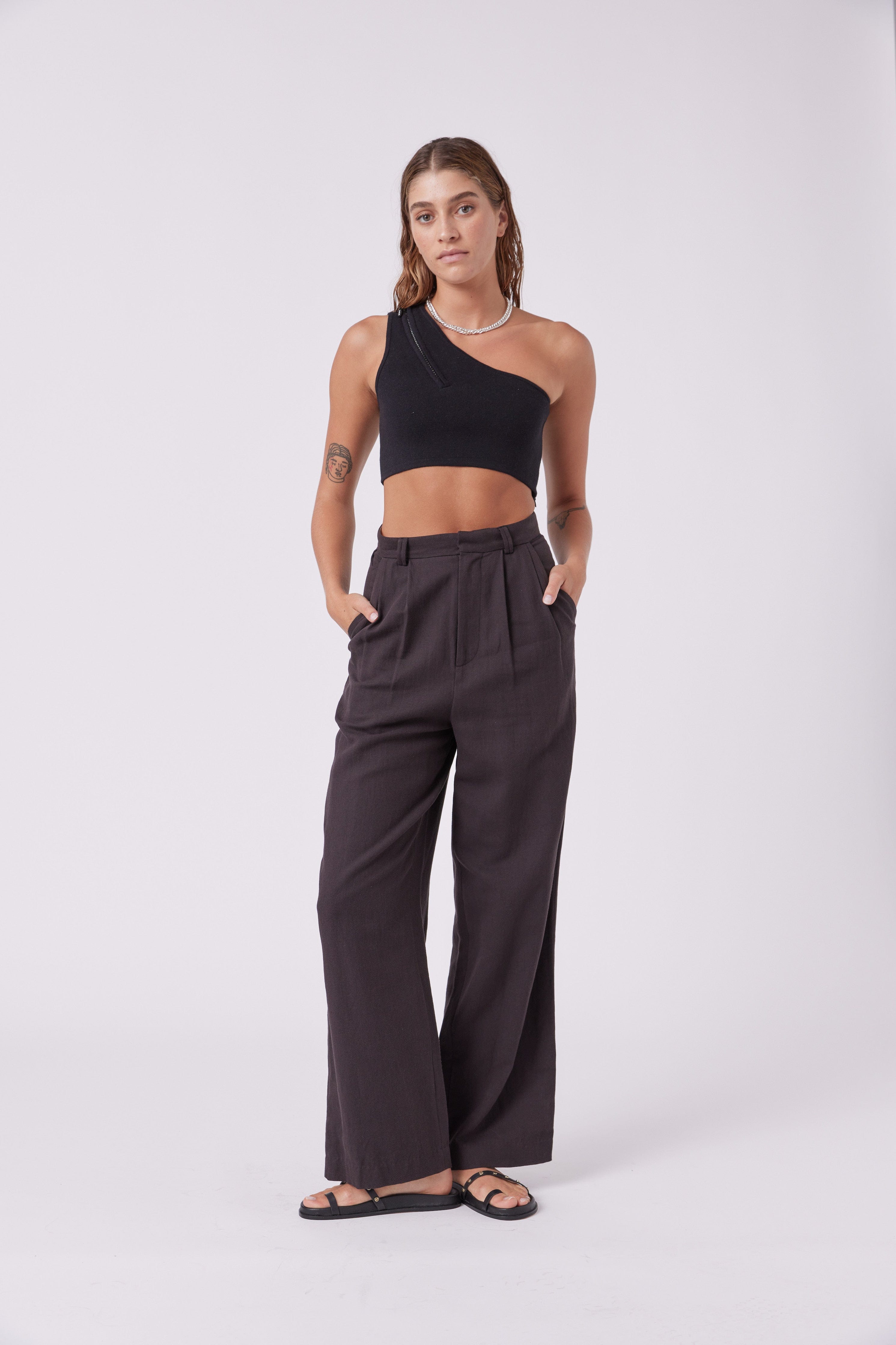 MNK Atelier Bottoms Tailored Pants Natural Black