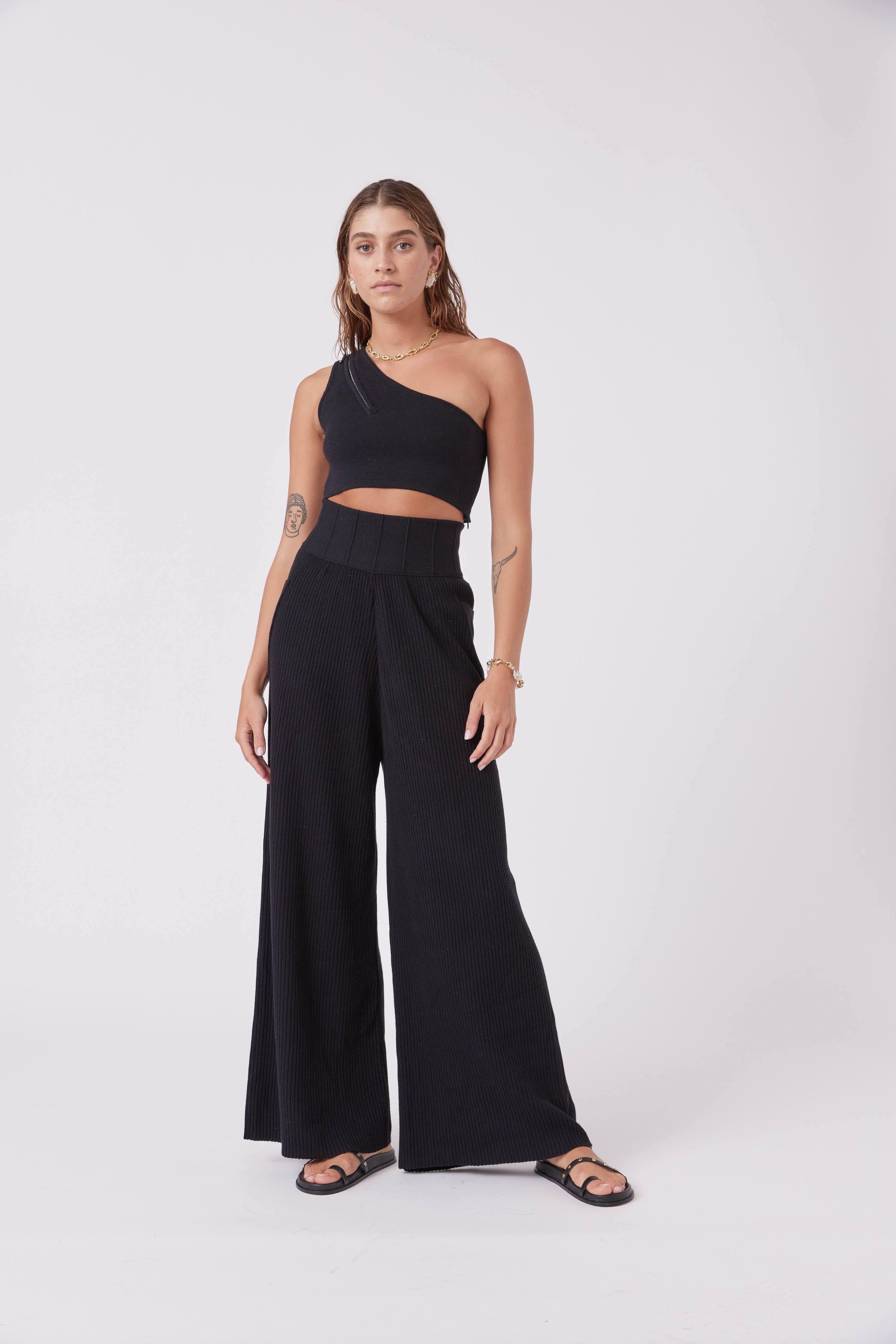 MNKAtelier Tops Diamantine Zipped Crop Top Black