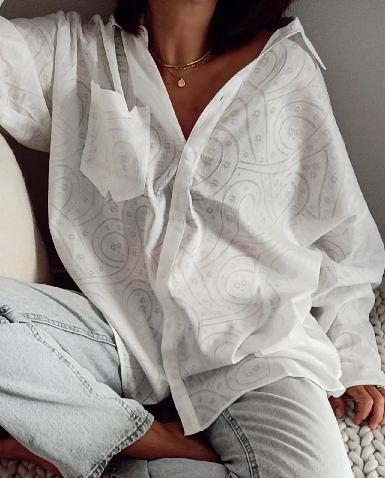 Nonchalant Shirt White Broderie Anglaise