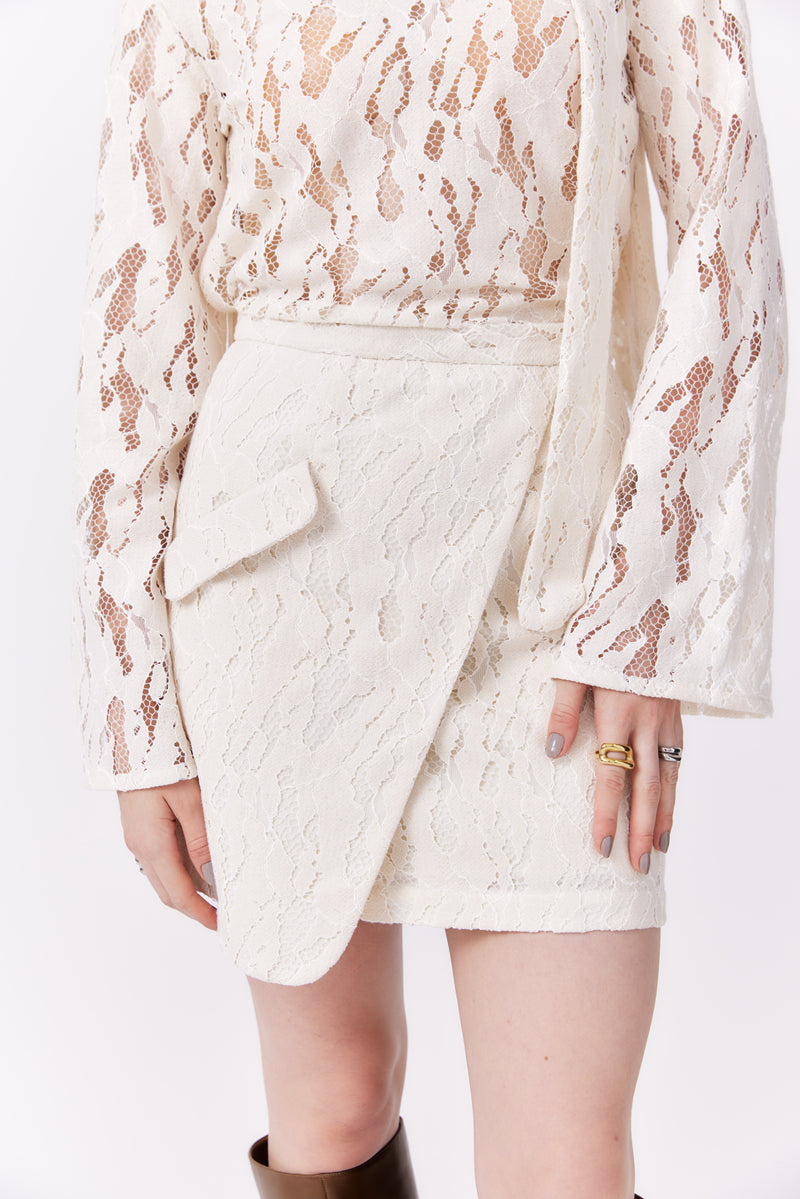 Elise Lace Skirt Off White