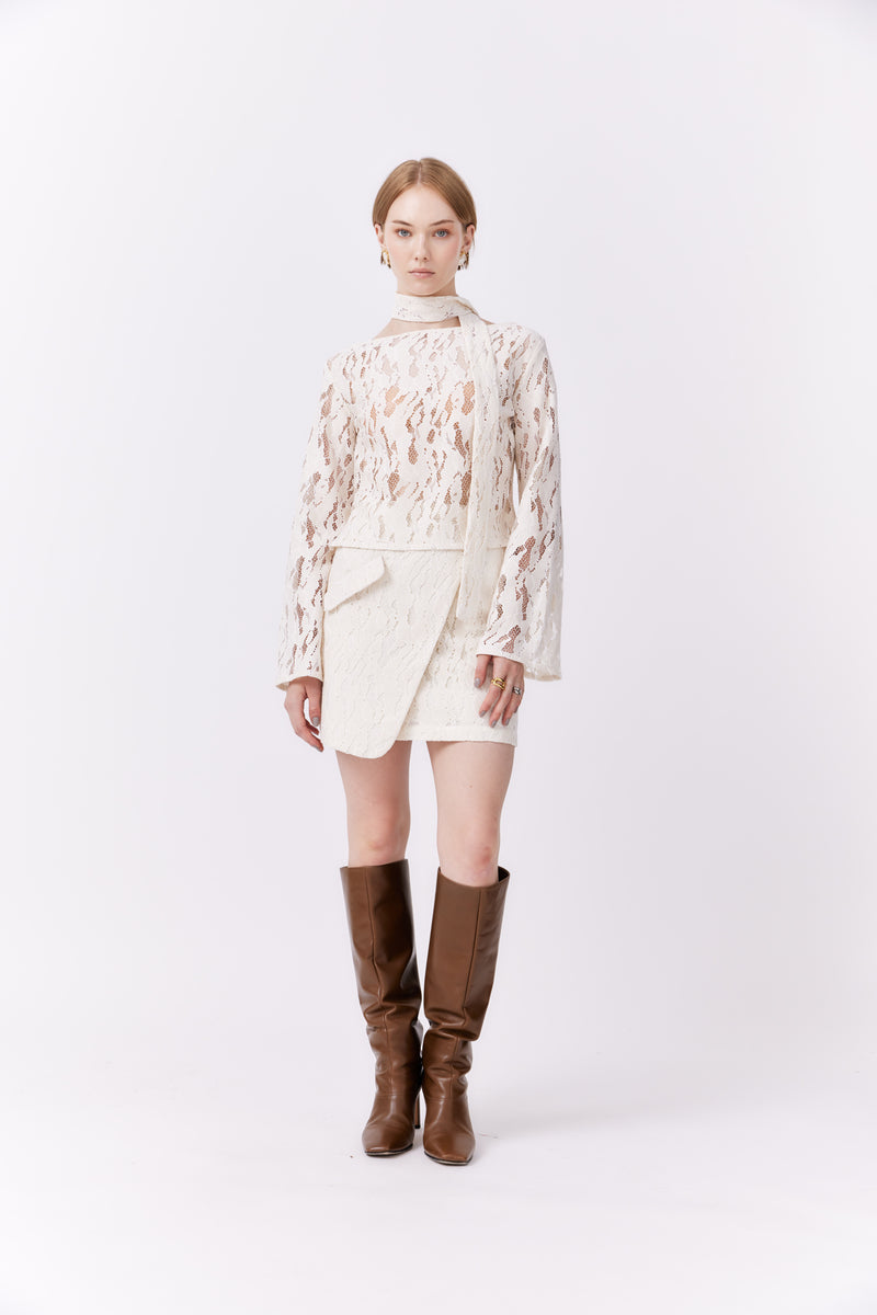 Elise Lace Skirt Off White