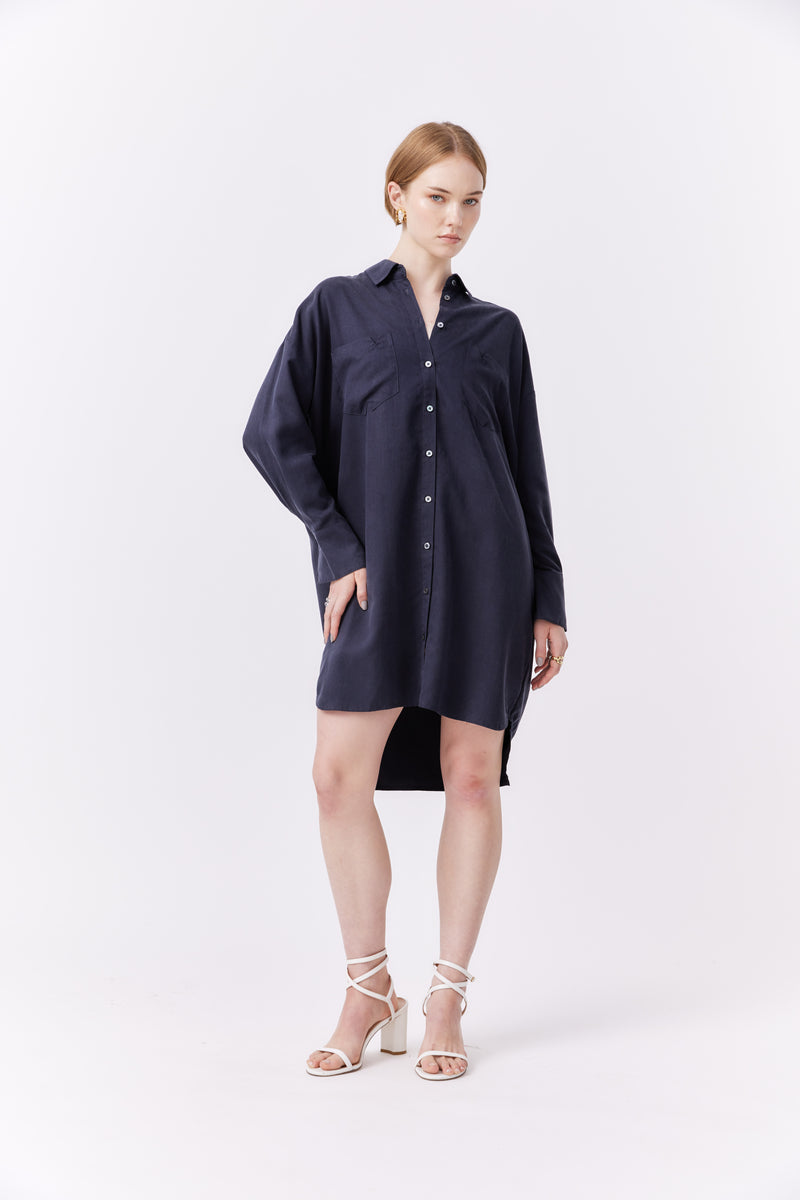 Nonchalant Shirt Dress Navy