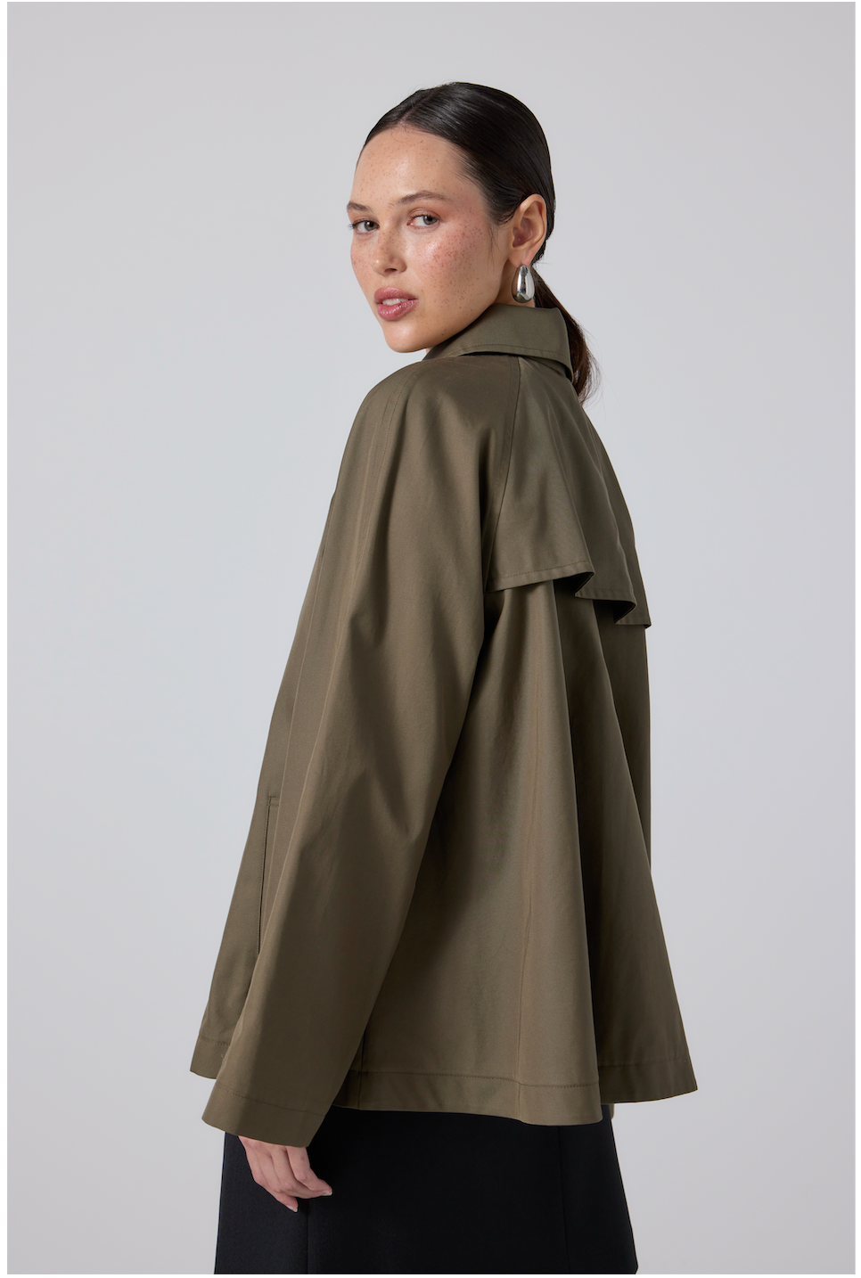 Quinn Jacket Cropped Trench Military Green