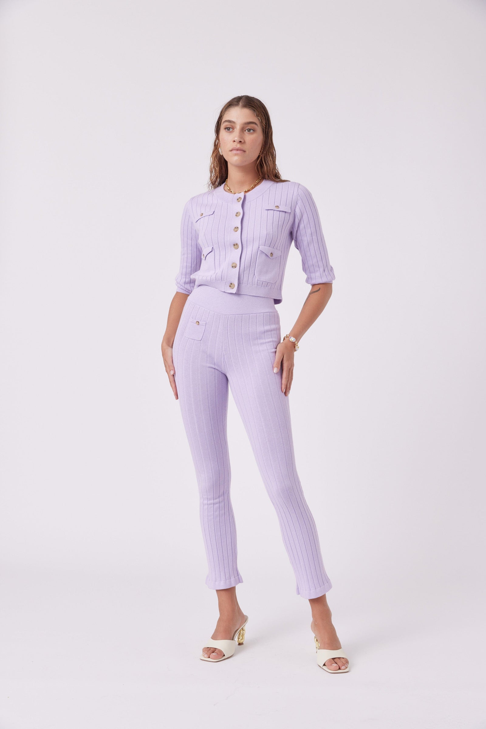Lilac Knit Flare Pants - MNK Atelier