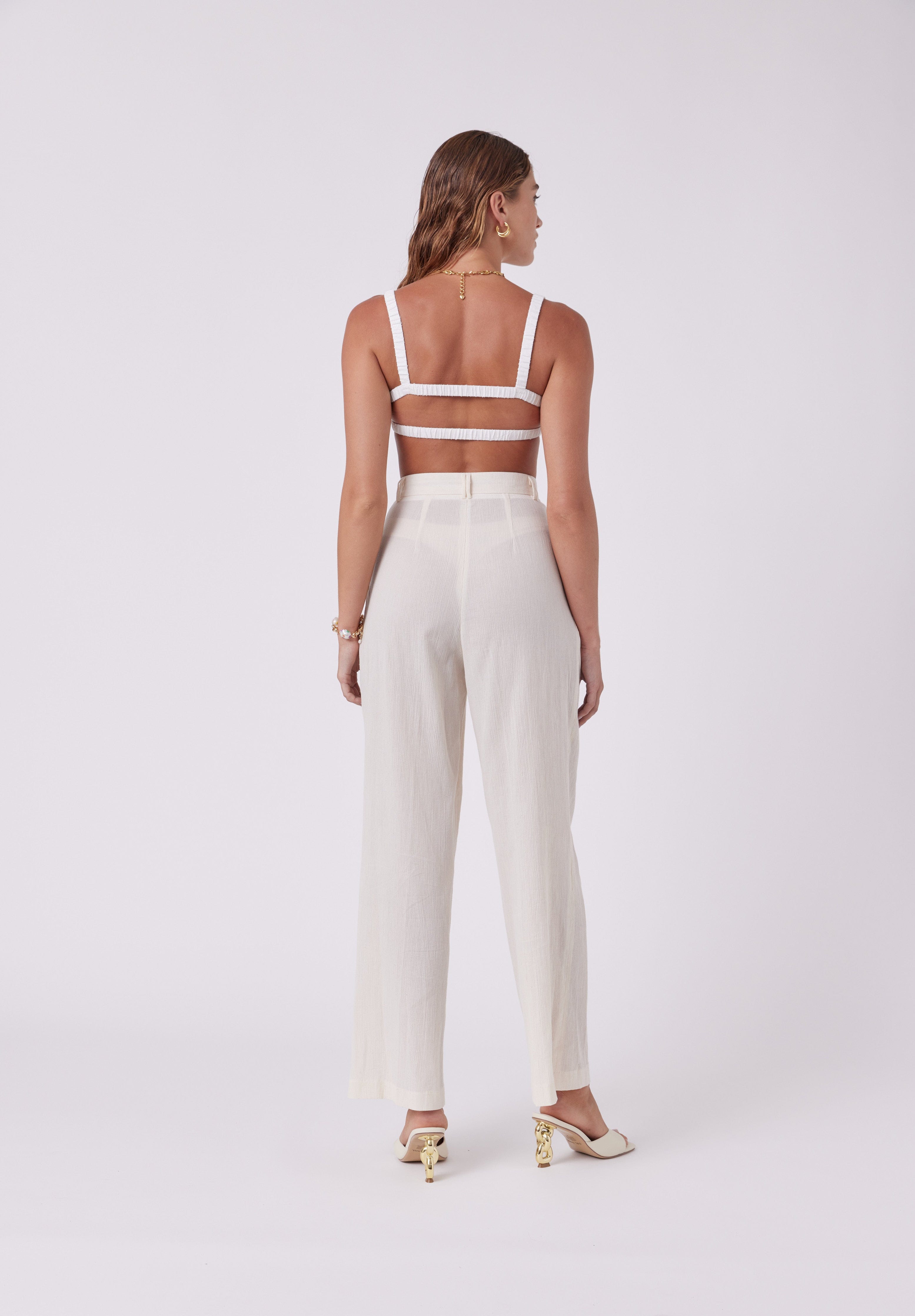 MNK Atelier Bottoms Flow Tailored Pants Natural White